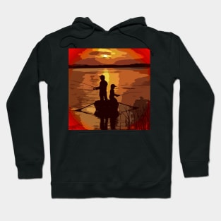 Father Son Fishing Sunset Hoodie